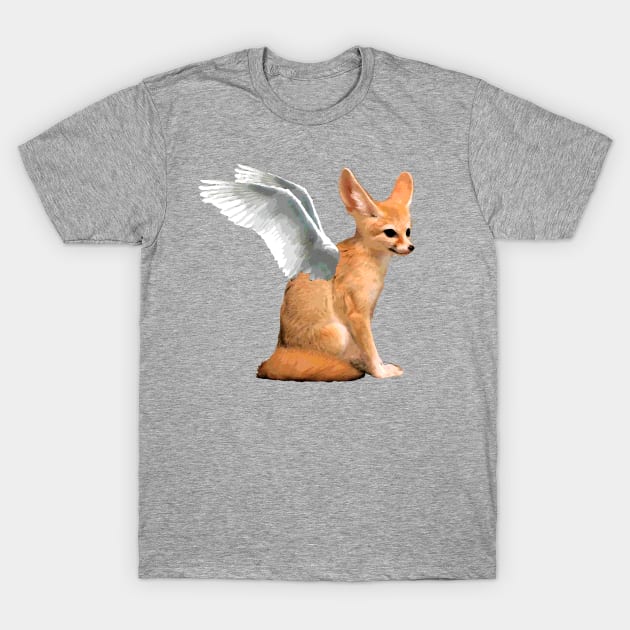 Winged Fennec Fox T-Shirt by Crayle